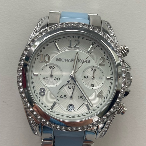 Michael Kors watch stainless steel powder blue like new condition - Picture 1 of 12